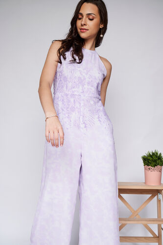 Lilac Floral Straight Jumpsuit, Lilac, image 2